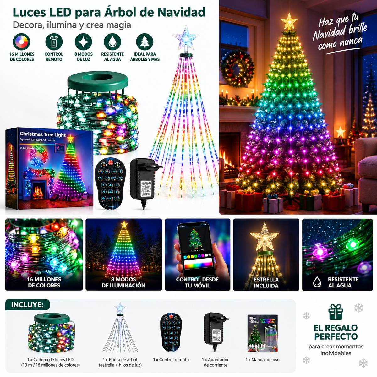 Luces Inteligentes para Árbol de Navidad